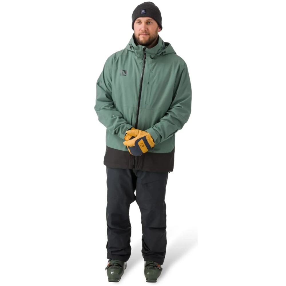 FLYLOW Men's Dante Hooded Jacket XL Green Black Waterproof Skiing Outdoors NWT